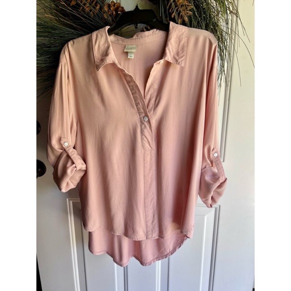 A New Day Hi-low Pink/Blush/Mauve Long Sleeve Button Up Blouse/Top/Shirt Size L - Picture 4 of 16